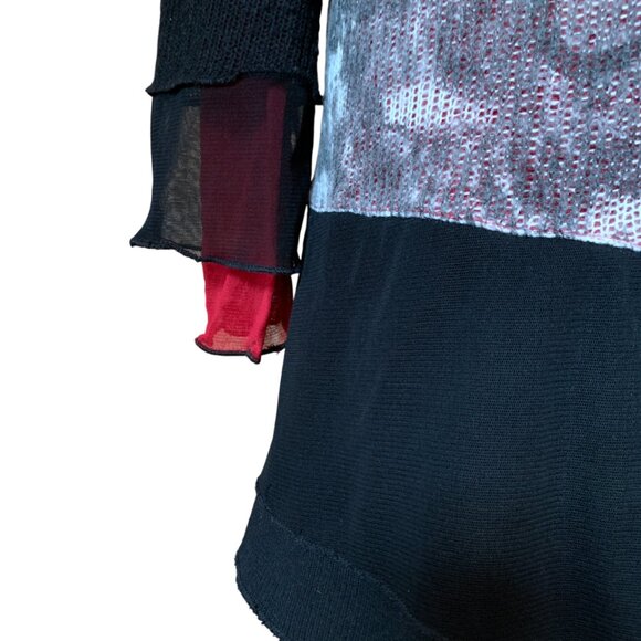 NESS -  XL Asymmetrical Tunic Top Black Gray Abstract Print Long Sleeve - Picture 7 of 11